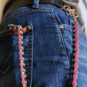 PINK Wallet Chain Stainless Steel Biker Chain Trucker Punk Silver HD 24" LBGT